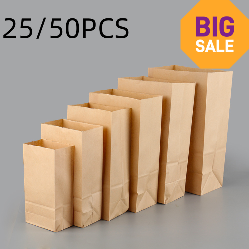Zebra Food Storage - 25/50pcs 갈색 크래프트 종이 봉투 절묘한