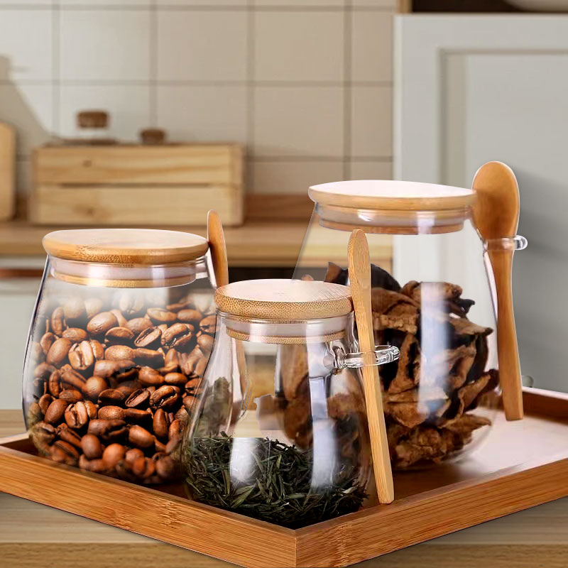 Food Storage Set Glass - 숟가락과 뚜껑이 있는 34온스 밀봉 유리병