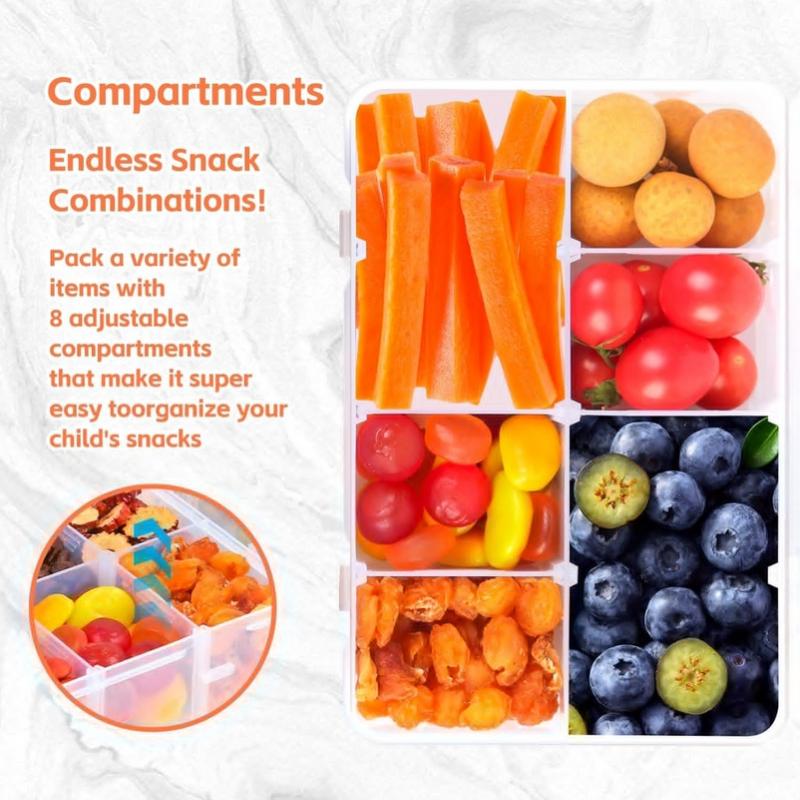 Food Storage With Compartments - 8칸 스낵 박스 용기, 플라스틱 보관함,