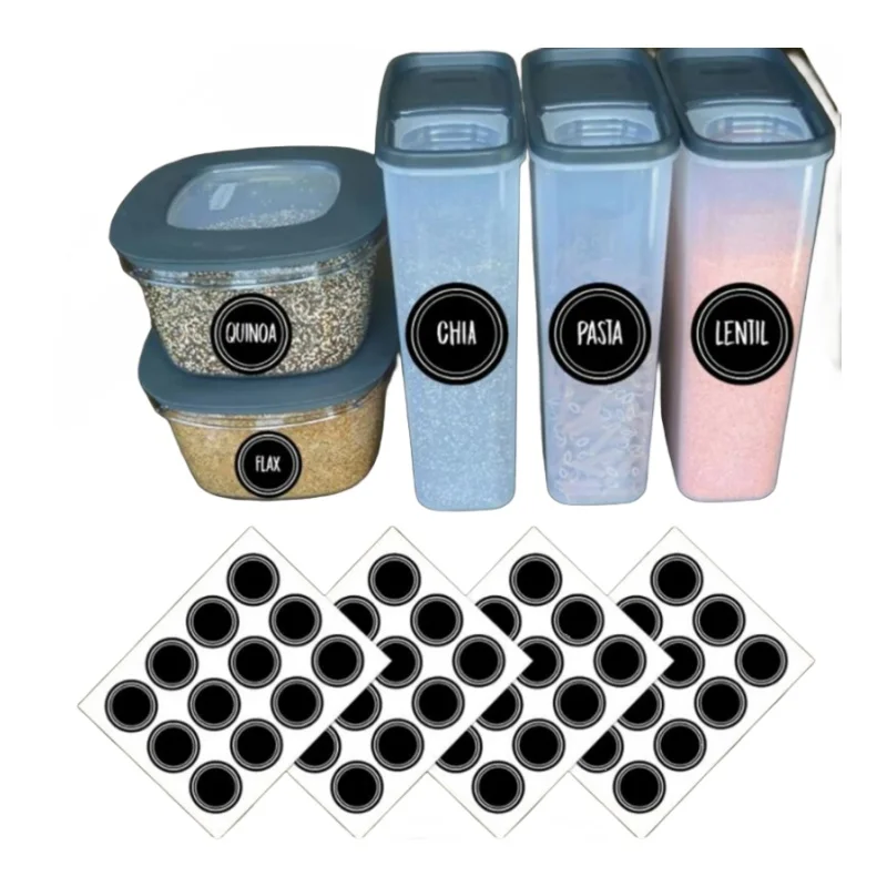 Food Storage Jar Labels - 방수 재사용 가능한 원형 칠판 스티커,