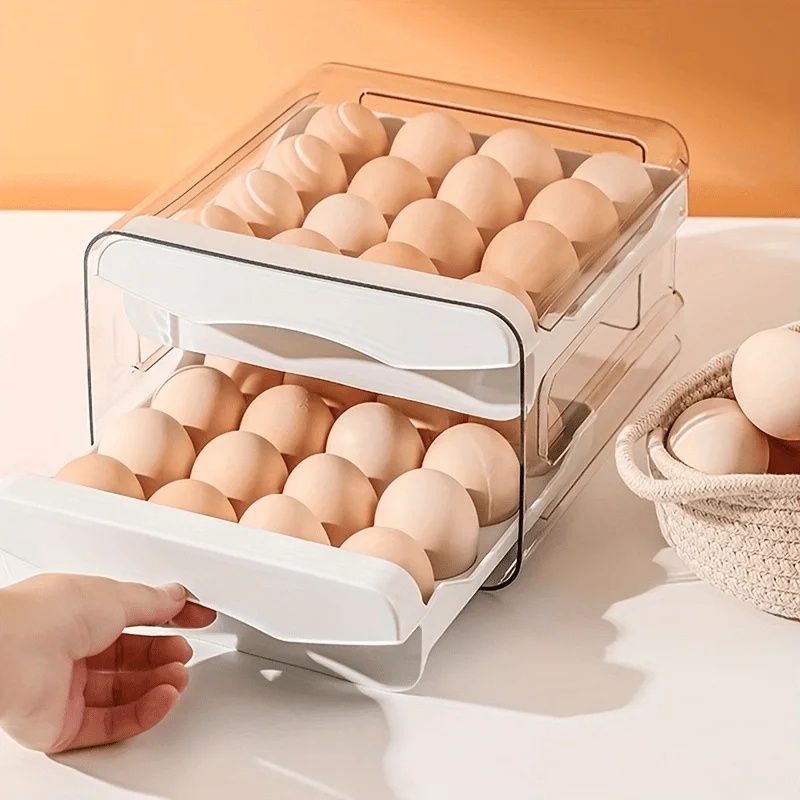 Egg Storage Holder - 2단 서랍형 냉장고 계란 보관함, 대용량
