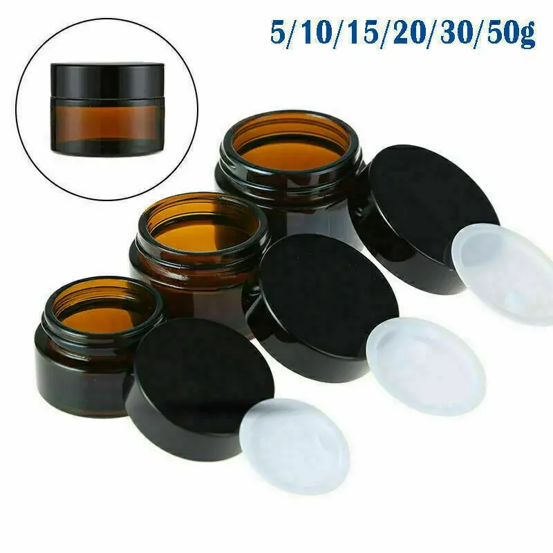 Food Storage Set Glass - 유리 앰버 화장품 페이스 크림 병,