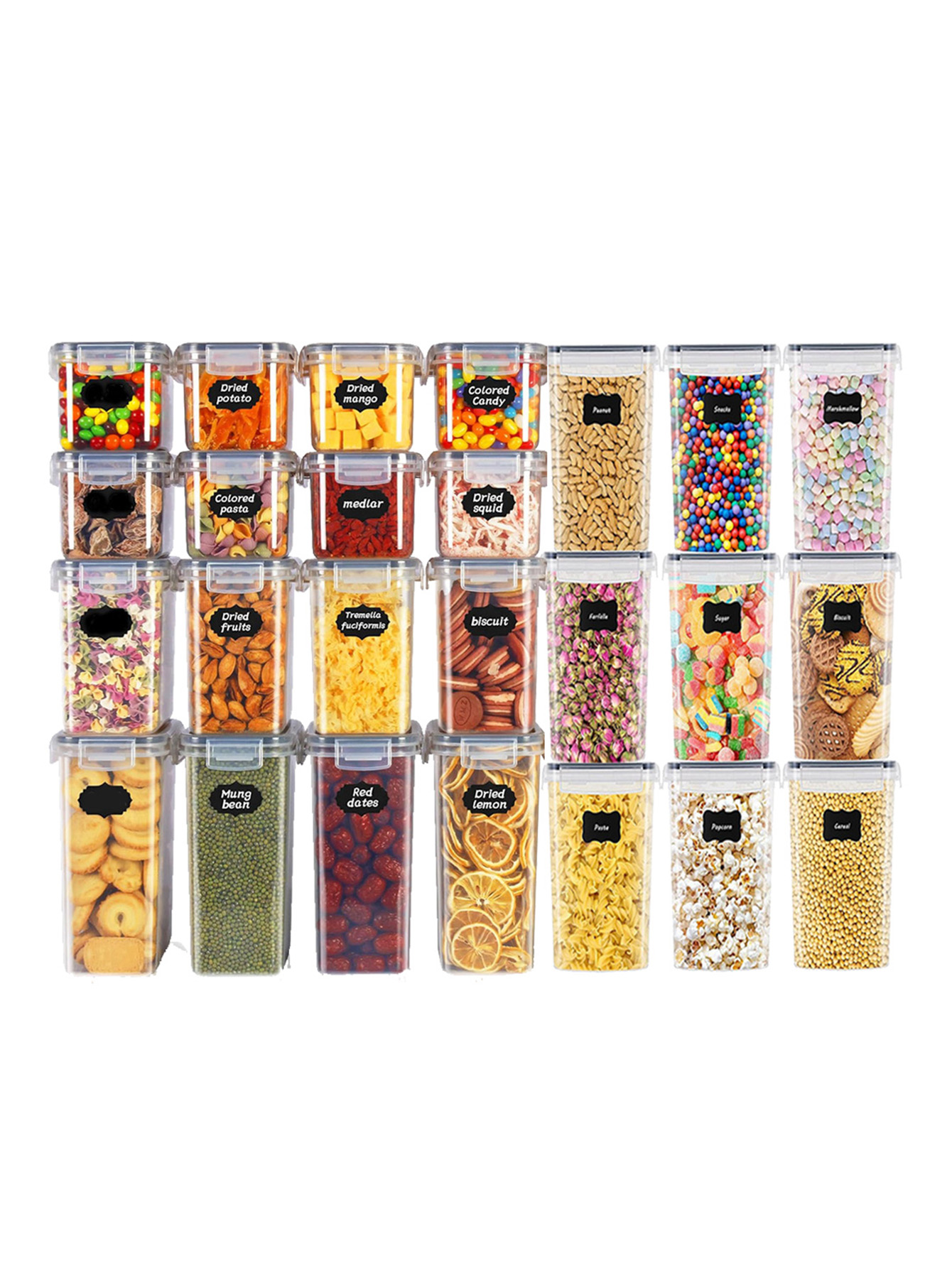 Food Storage Jar Labels - 48개, 뚜껑이 있는 밀폐형 식품 보관