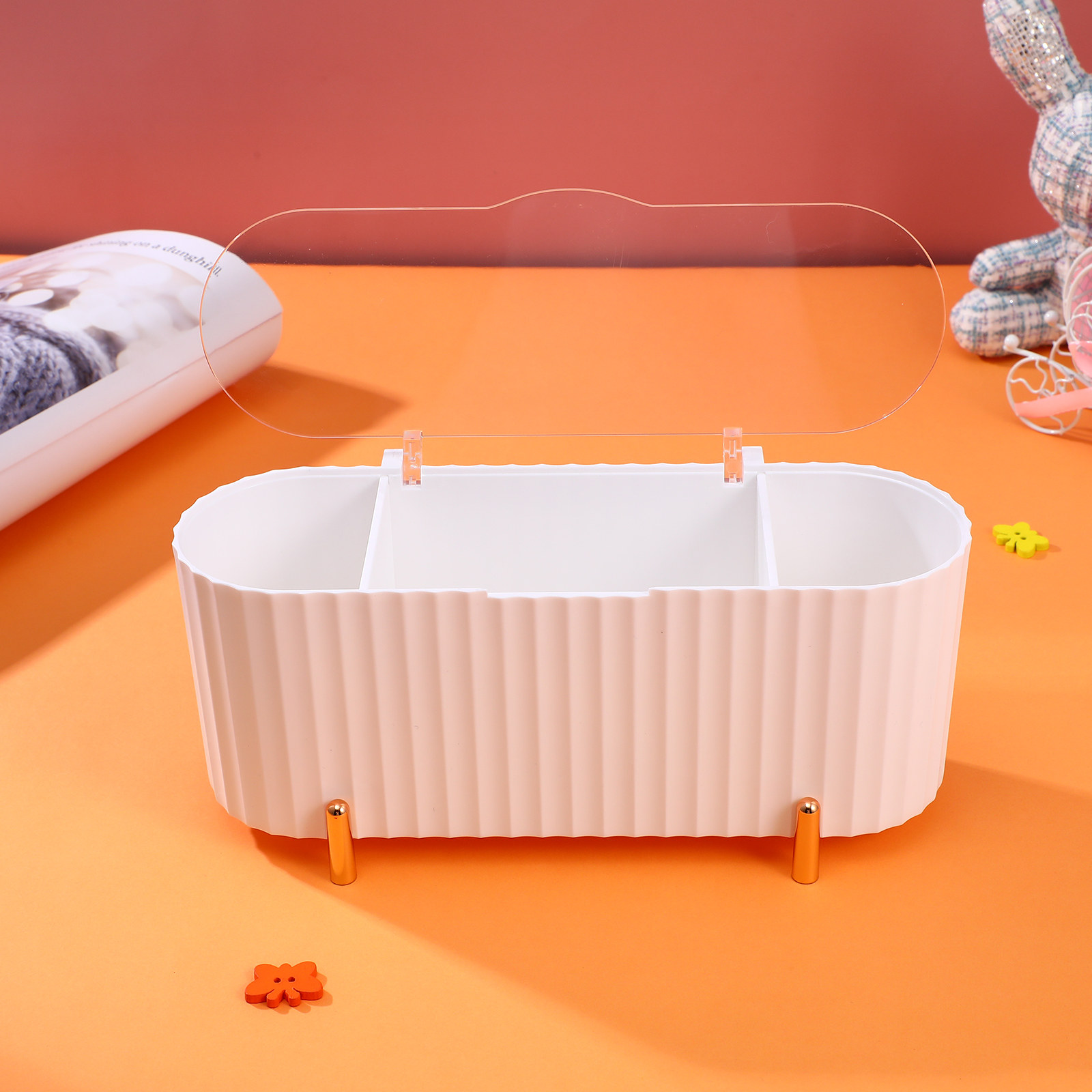 Egg Storage Holder - 2개 세트 수납함, 3칸 분리형 화장품