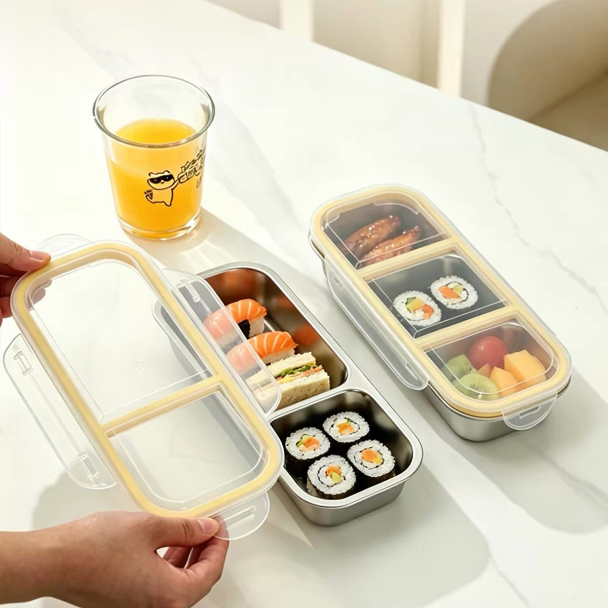 스테인리스 스틸 뚜껑 있는 식품 보관 용기, 식품 등급 - Food Storage With Compartments 리뷰 및 가격