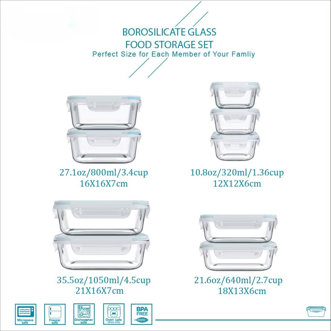 뚜껑이 있는 18개의 유리 식품 보관 용기 세트, 9개 - Food Storage Set Glass 리뷰 및 가격