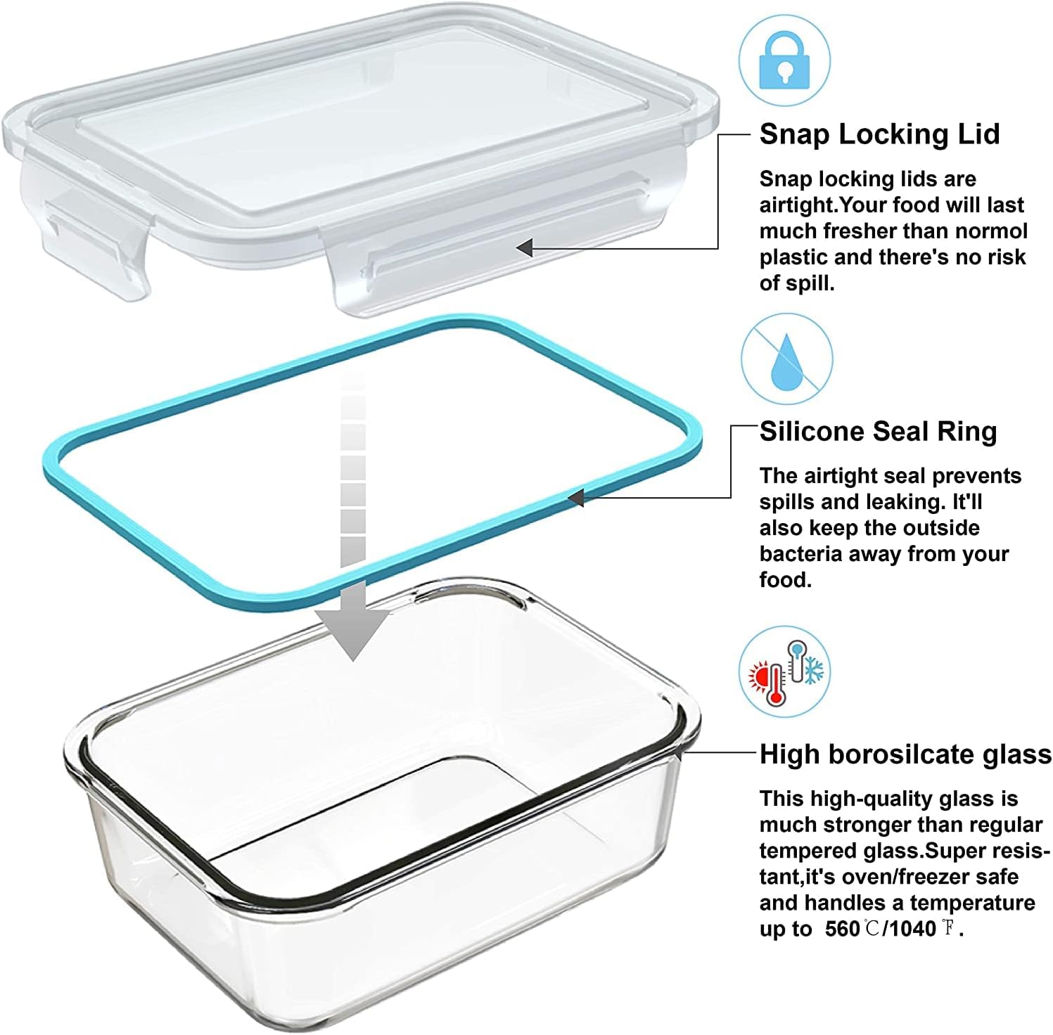 뚜껑이 있는 18개의 유리 식품 보관 용기 세트, 9개 - Food Storage Set Glass 리뷰 및 가격