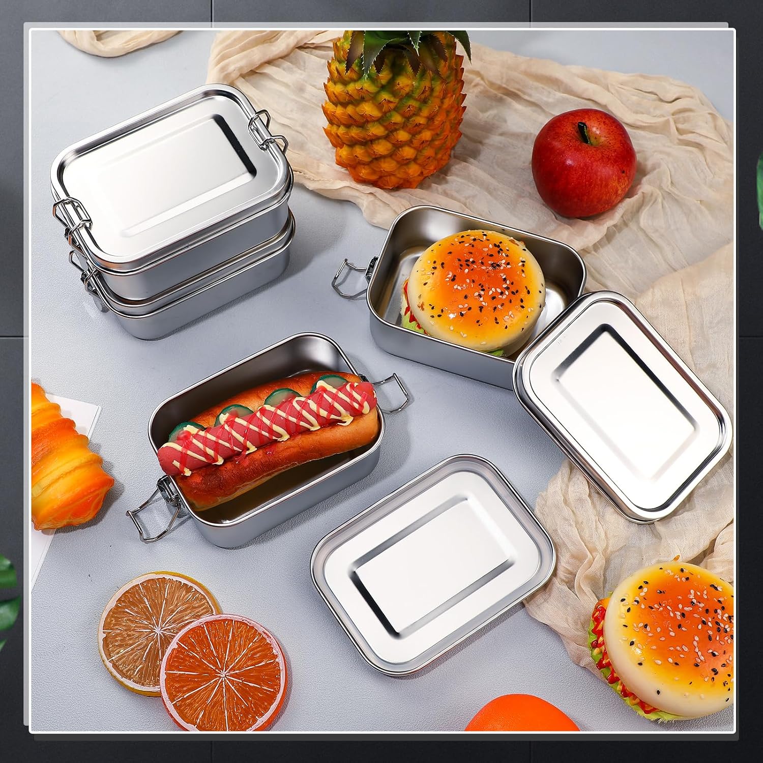 뚜껑이 있는 스테인레스 스틸 식품 보관 용기 도시락 상 - Food Storage Organization 리뷰 및 가격