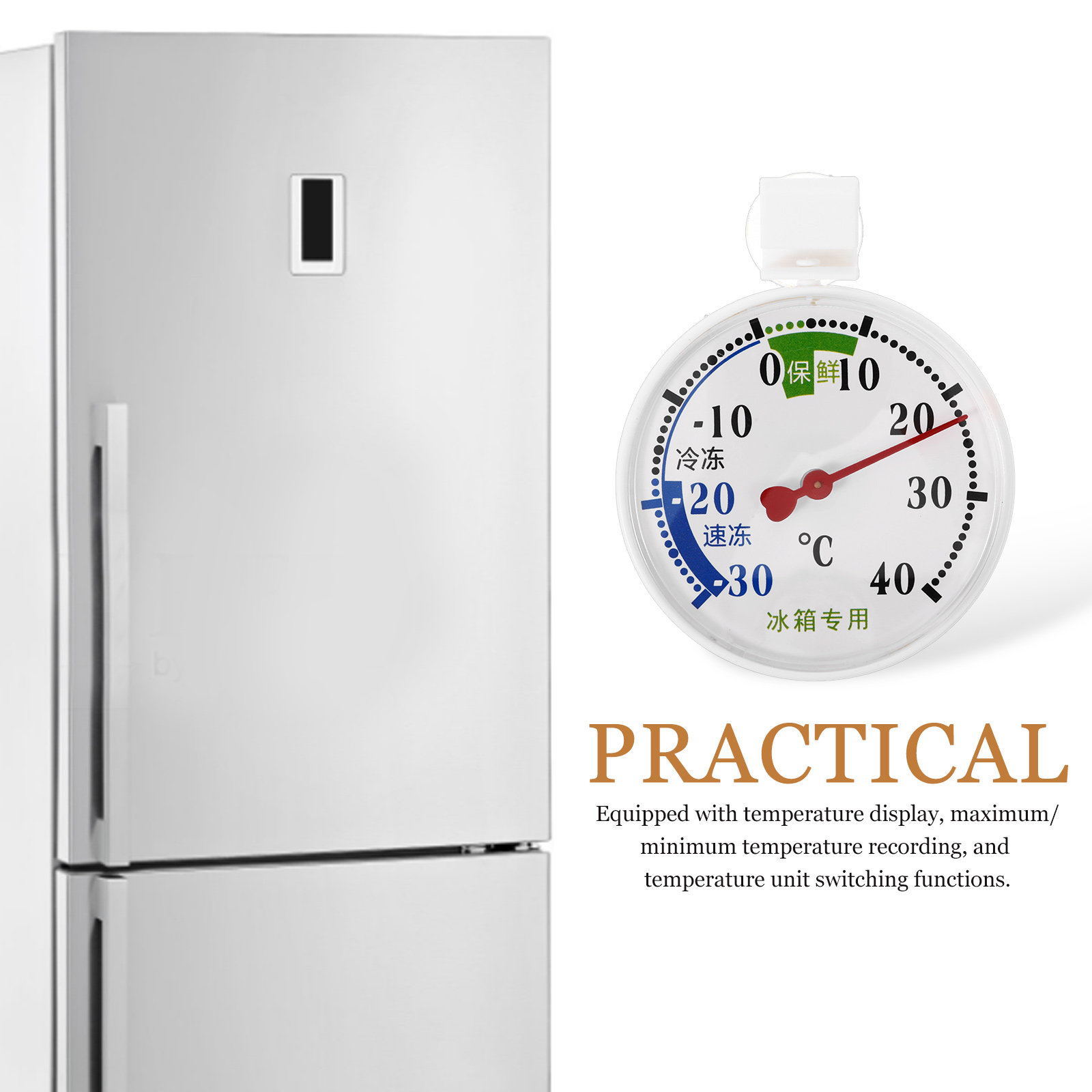 냉장고, 냉동고, 냉장 보관실용 온도계, 원형 흡착 컵 - Food Storage Refrigerator 리뷰 및 가격