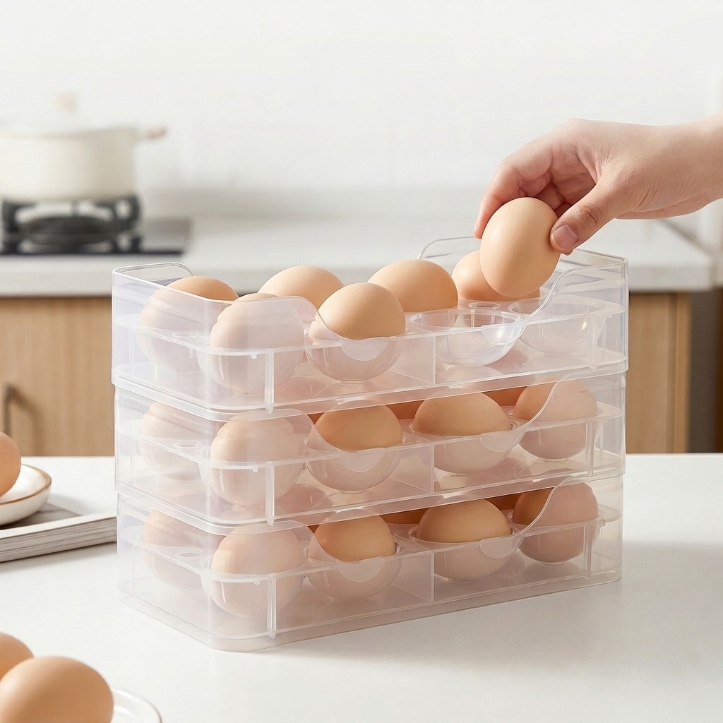 냉장고 문에 부착 가능한 쌓을 수 있는 투명 플라스틱  - Egg Storage Holder 리뷰 및 가격