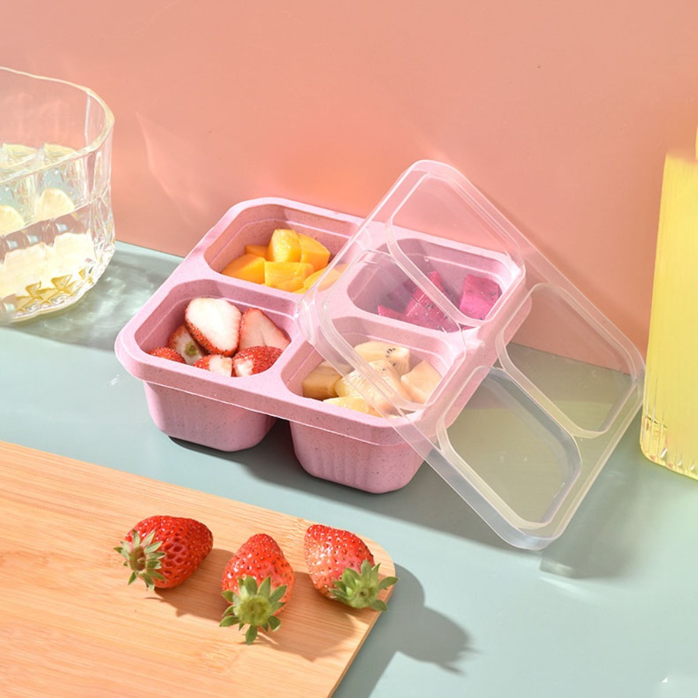 1개 재사용 가능한 밀짚 소재 4칸 음식 용기(뚜껑 포 - Food Storage With Compartments 리뷰 및 가격