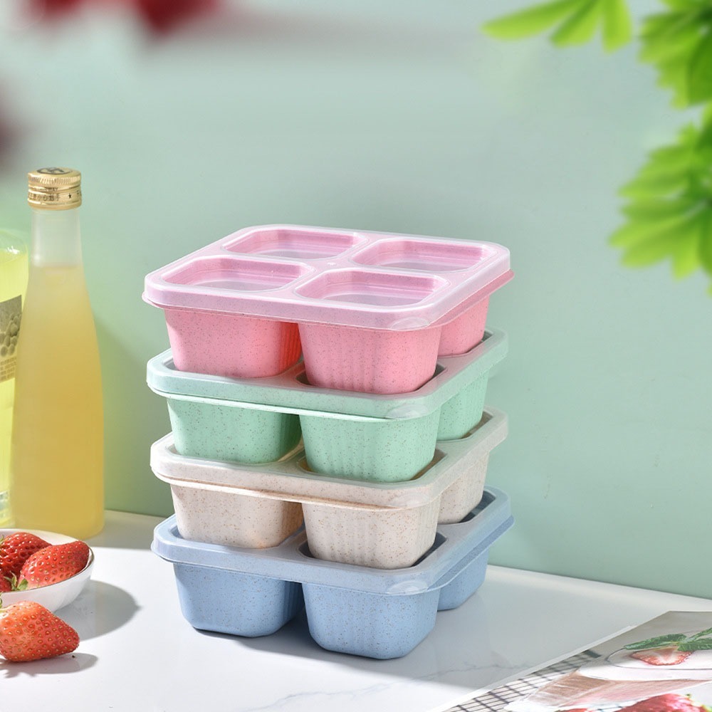 1개 재사용 가능한 밀짚 소재 4칸 음식 용기(뚜껑 포 - Food Storage With Compartments 리뷰 및 가격