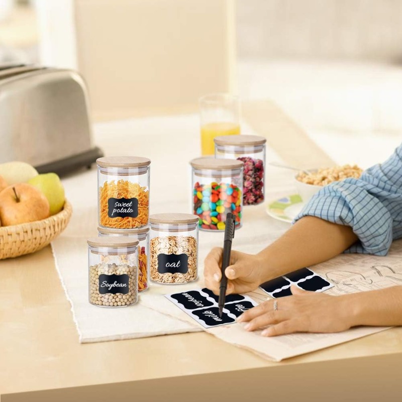대나무 밀폐 뚜껑과 라벨이 있는 유리병 12개 세트,  - Food Storage Set Glass 리뷰 및 가격