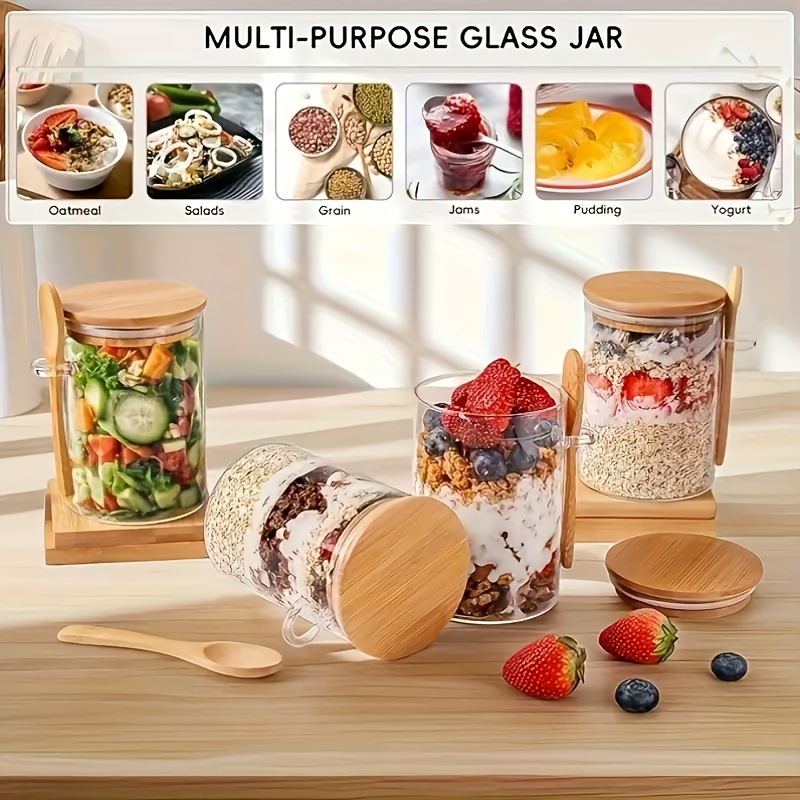 1/2/4/8개 세트의 오트밀용 유리 컵 세트, 뚜껑과 - Food Storage Set Glass 리뷰 및 가격