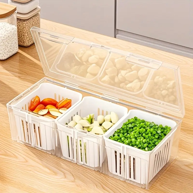 1pc 구획형 식품 보관 용기, 주방 및 피크닉용 사각 - Food Storage Organization 리뷰 및 가격