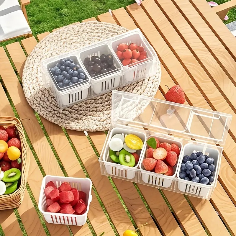 1pc 구획형 식품 보관 용기, 주방 및 피크닉용 사각 - Food Storage Organization 리뷰 및 가격