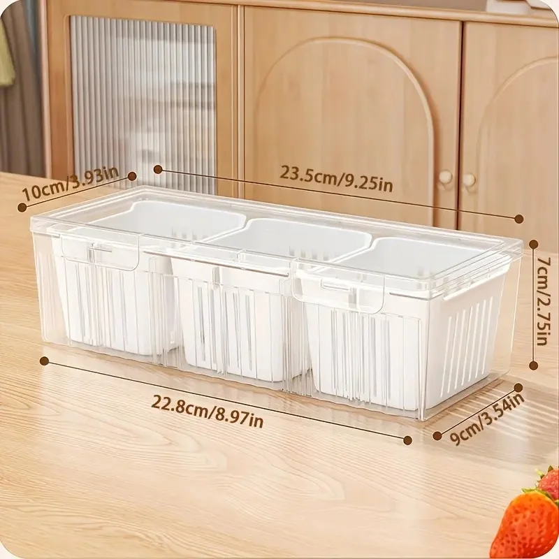 1pc 구획형 식품 보관 용기, 주방 및 피크닉용 사각 - Food Storage Organization 리뷰 및 가격