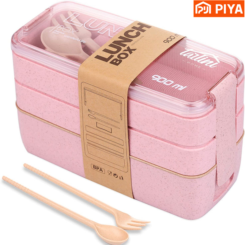 3-In-1 구획 밀짚 도시락 상자 재사용 가능한 식기 - Food Storage With Compartments 리뷰 및 가격