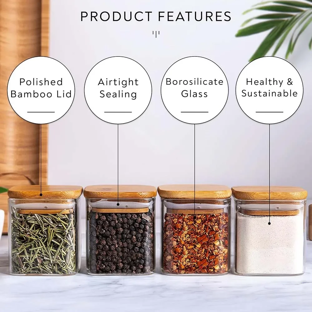 대나무 뚜껑/스티커 라벨이 부착된 5온스 사각형 향신료 - Food Storage Jar Labels 리뷰 및 가격