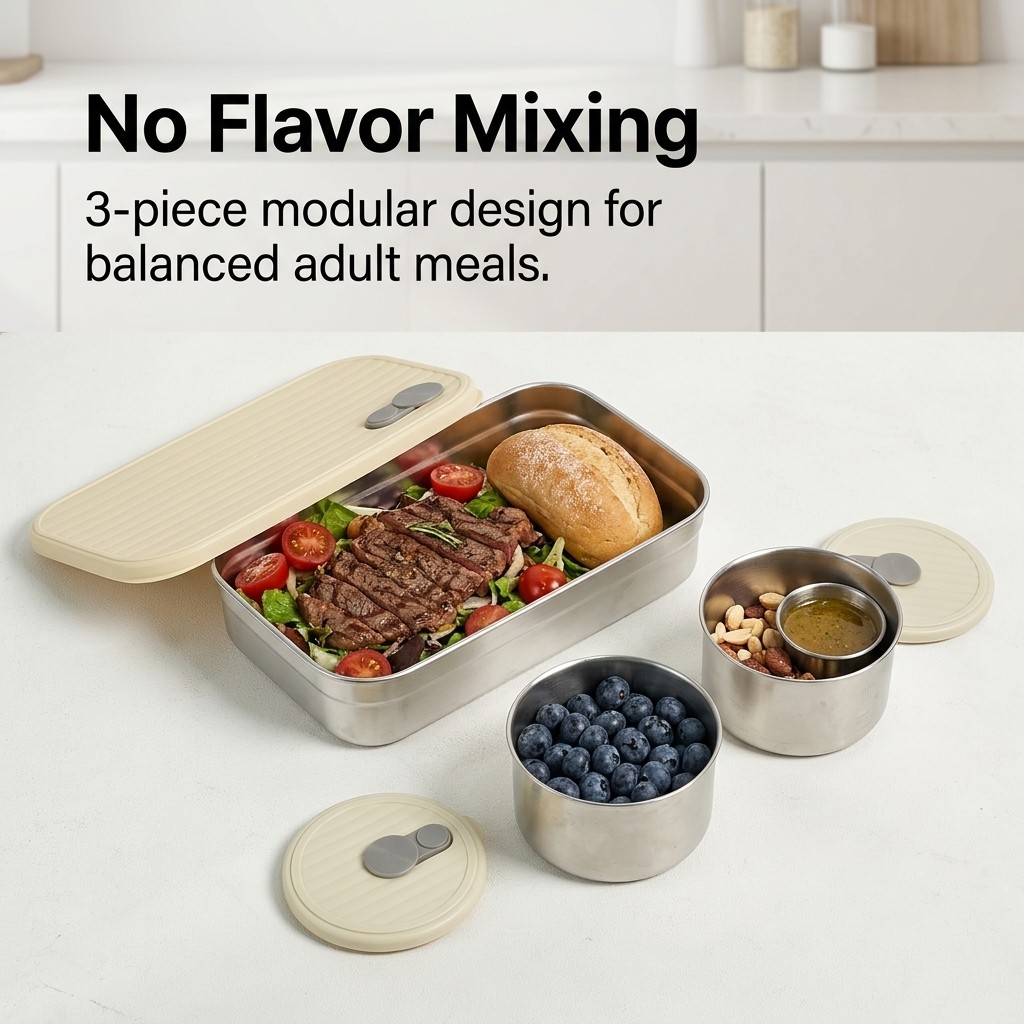 전자레인지 사용 가능 304 스테인리스 도시락 세트 3 - Food Storage With Compartments 리뷰 및 가격