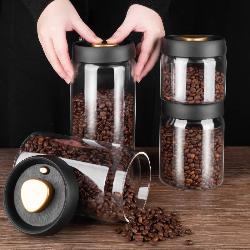 커피콩 진공 밀봉 용기, 투명 유리 식품 보관 용기,  - Food Storage Set Glass 리뷰 및 가격