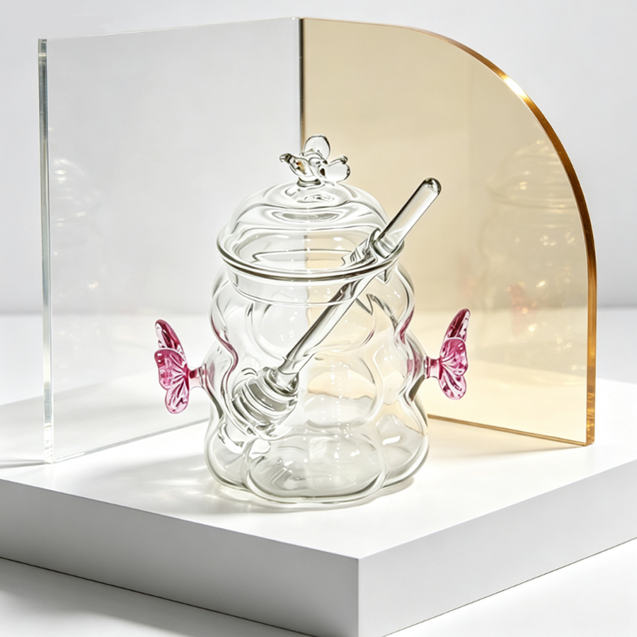 고내열성 붕규산 유리로 만든 꿀병으로, 벌 모양 뚜껑과 - Food Storage Set Glass 리뷰 및 가격